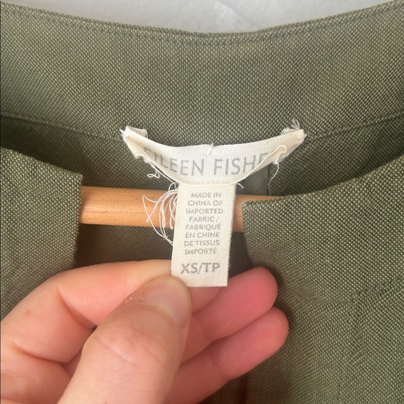 Eileen Fisher Cross-Dyed  Organic Cotton Jacket in Olive Green shacket - Picture 5 of 9